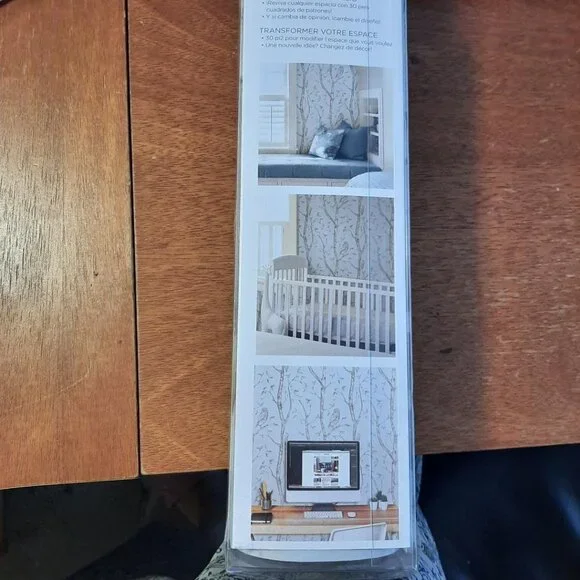 NuWallpaper by Brewster NU1412 Grey Woods Peel & Stick Wallpaper Roll 20.5”x18’ - Picture 4 of 4